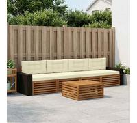 vidaXL Set di divani da esterno con cuscino 5 pcs Naturale e Crema, Mobili da giardino, divano sezionale moderno per terrazza, comfort per lounge all'aperto