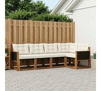 vidaXL Set di divani da esterno con cuscino 5 pcs Naturale e Crema, Set di divani moderni per esterni, arredo resistente agli agenti atmosferici, comodo lettino da giardino, stile relax all'aperto