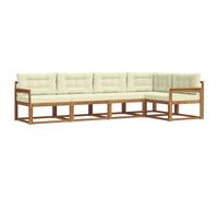 vidaXL Set di divani da esterno con cuscino 5 pcs Naturale e Crema, Divano da Esterno, Set di Mobili da Patio Moderno, Seduta Confortevole per Giardino, Divano Resistente agli Agenti Atmosferici per