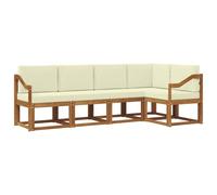 vidaXL Set di divani da esterno con cuscino 5 pcs Naturale e Crema, Divano da giardino, divano esterno moderno, mobili sezionali, set patio resistente, seduta comoda per terrazza