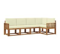 vidaXL Set di divani da esterno con cuscino 5 pcs Naturale e Crema, Divano da giardino, divano esterno moderno, mobili sezionali, set patio resistente, seduta comoda per terrazza
