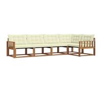 vidaXL Set di divani da esterno con cuscino 5 pcs Naturale e Crema, Divano moderno in acacia, arredo giardino durevole, suite lounge comoda, sistemazione da terrazzo stilosa