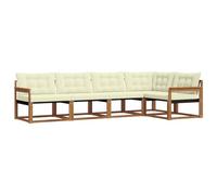 vidaXL Set di divani da esterno con cuscino 5 pcs Naturale e Crema, Divano moderno in acacia, arredo giardino durevole, suite lounge comoda, sistemazione da terrazzo stilosa
