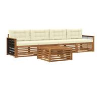 vidaXL Set di divani da esterno con cuscino 5 pcs Naturale e Crema, Mobili da giardino, divano sezionale moderno per terrazza, comfort per lounge all'aperto