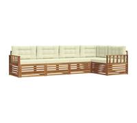 vidaXL Set di divani da esterno con cuscino 5 pcs Naturale e Crema, Set Comfort Esterno, Divano Sezionale Moderno, Lounge Resistente, Mobili da Giardino, Posti per Relax