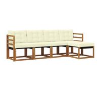 vidaXL Set di divani da esterno con cuscino 5 pcs Naturale e Crema, Set di Mobili da Giardino, Divano Moderno Esterno, Lounge Sezionale, Locale Patio Comodo