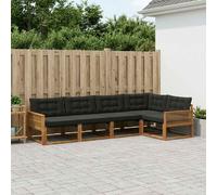 vidaXL Set di divani da esterno con cuscino 5 pcs Naturale e Nero
