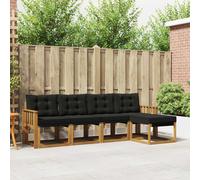 vidaXL Set di divani da esterno con cuscino 5 pcs Naturale e Nero, Set di Mobili da Giardino, Divano Moderno Esterno, Lounge Sezionale, Locale Patio Comodo