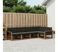 vidaXL Set di divani da esterno con cuscino 5 pcs Naturale e Nero, Set di Mobili da Esterno Moderni, Collezione di Divani per Giardino, Comoda Suite Lounge