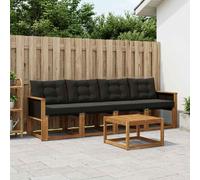 vidaXL Set di divani da esterno con cuscino 5 pcs Naturale e Nero