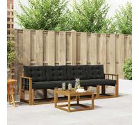 vidaXL Set di divani da esterno con cuscino 5 pcs Naturale e Nero, Divano da Giardino, Sofa Moderna per Patio, Mobili Resistenti per Esterni, Set Comodo per la Terrazza