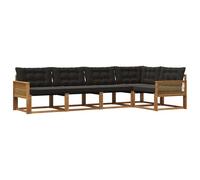 vidaXL Set di divani da esterno con cuscino 5 pcs Naturale e Nero, Set di Mobili da Esterno Moderni, Collezione di Divani per Giardino, Comoda Suite Lounge