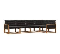 vidaXL Set di divani da esterno con cuscino 5 pcs Naturale e Nero, Set di Mobili da Esterno Moderni, Collezione di Divani per Giardino, Comoda Suite Lounge