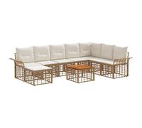 vidaXL Set di divani da esterno con cuscino 5 pcs Poliestere, Set di divani chic per esterni, design modulare resistente alle intemperie, piedi regolabili, sezione comoda per il giardino