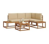 vidaXL Set di divani da esterno con cuscino 5 Pezzo Naturale e Beige, Giardino, set divano da esterno moderno, mobili sezionali durevoli per lounge in patio, seduta su terrazza, confortevole