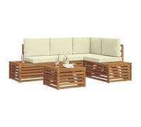 vidaXL Set di divani da esterno con cuscino 5 Pezzo Naturale e Crema, Mobili Giardino Moderni, Set Divano Sezionale, Lounge Patio Robusta e Posti Comodi per il Tuo Spazio Esterno