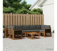 vidaXL Set di divani da esterno con cuscino 6 pezzi, set di divani in legno di acacia, sdraio moderna, sedute modulari, mobili flessibili per patio