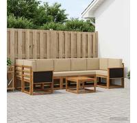 vidaXL Set di divani da esterno con cuscino 6 pezzi, set di divani in legno di acacia, sdraio moderna, sedute modulari, mobili flessibili per patio