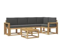 vidaXL Set di divani da esterno con cuscino 6 pcs Bianco e Antracite, Divano Sezionale Esterno, Set Lounge Moderno, Sedia Patio Robusta, Mobili Comodi per Rilassarsi