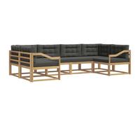 vidaXL Set di divani da esterno con cuscino 6 pcs Bianco e Antracite, Set di divani in legno di acacia, lounge moderna per il giardino, mobili resistenti, opzioni eleganti per il patio