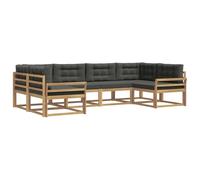 vidaXL Set di divani da esterno con cuscino 6 pcs Bianco e Antracite, Set di divani in legno di acacia, lounge moderna per il giardino, mobili resistenti, opzioni eleganti per il patio