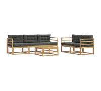 vidaXL Set di divani da esterno con cuscino 6 pcs Bianco e Antracite, Set di mobili da giardino moderno, collezione divani all'aperto, lounge in giardino, postazione in piscina