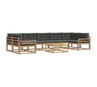 vidaXL Set di divani da esterno con cuscino 6 pcs Bianco e Antracite, Set Divano da Esterno, Sedute Modulari Moderne, Mobili da Giardino in Legno di Acacia, Lounge per Patio
