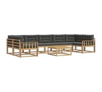vidaXL Set di divani da esterno con cuscino 6 pcs Bianco e Antracite, Set Divano da Esterno, Sedute Modulari Moderne, Mobili da Giardino in Legno di Acacia, Lounge per Patio