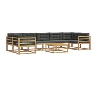 vidaXL Set di divani da esterno con cuscino 6 pcs Bianco e Antracite, Set Divano da Esterno, Sedute Modulari Moderne, Mobili da Giardino in Legno di Acacia, Lounge per Patio