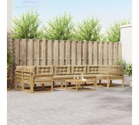vidaXL Set di divani da esterno con cuscino 6 pcs Bianco e Beige