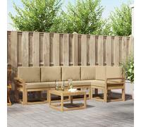 vidaXL Set di divani da esterno con cuscino 6 pcs Bianco e Beige