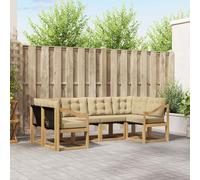 vidaXL Set di divani da esterno con cuscino 6 pcs Bianco e Beige, Set di divani da esterno, collezione moderna, comfort durevole, seduta resistente alle intemperie, legno di acacia