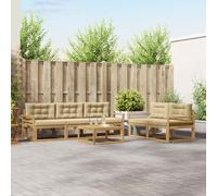 vidaXL Set di divani da esterno con cuscino 6 pcs Bianco e Beige, Set di mobili da giardino moderno, collezione divani all'aperto, lounge in giardino, postazione in piscina