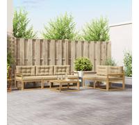 vidaXL Set di divani da esterno con cuscino 6 pcs Bianco e Beige, Set di mobili da giardino moderno, collezione divani all'aperto, lounge in giardino, postazione in piscina