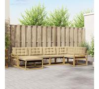 vidaXL Set di divani da esterno con cuscino 6 pcs Bianco e Beige