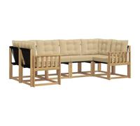 vidaXL Set di divani da esterno con cuscino 6 pcs Bianco e Beige, Collezione Giardino Moderna, Set Divani Resistente per Esterni, Relax a Bordo Piscina e Giardino