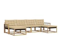 vidaXL Set di divani da esterno con cuscino 6 pcs Bianco e Beige, Divano da giardino moderno, set comodo per esterni, lounge patio, spazio relax in terrazza