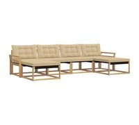 vidaXL Set di divani da esterno con cuscino 6 pcs Bianco e Beige, Divano da giardino moderno, set comodo per esterni, lounge patio, spazio relax in terrazza