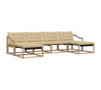 vidaXL Set di divani da esterno con cuscino 6 pcs Bianco e Beige, Divano da giardino moderno, set comodo per esterni, lounge patio, spazio relax in terrazza