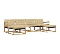 vidaXL Set di divani da esterno con cuscino 6 pcs Bianco e Beige, Divano da giardino moderno, set comodo per esterni, lounge patio, spazio relax in terrazza