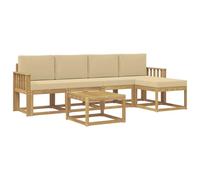 vidaXL Set di divani da esterno con cuscino 6 pcs Bianco e Beige, Divano da giardino, set moderno per esterni, arredo patio resistente, divano alla moda per il terrazzo