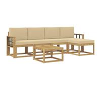vidaXL Set di divani da esterno con cuscino 6 pcs Bianco e Beige, Divano da giardino, set moderno per esterni, arredo patio resistente, divano alla moda per il terrazzo