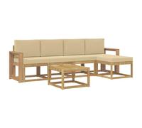 vidaXL Set di divani da esterno con cuscino 6 pcs Bianco e Beige, Divano da giardino, set moderno per esterni, arredo patio resistente, divano alla moda per il terrazzo