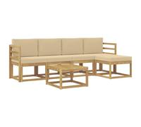 vidaXL Set di divani da esterno con cuscino 6 pcs Bianco e Beige, Divano da giardino, set moderno per esterni, arredo patio resistente, divano alla moda per il terrazzo