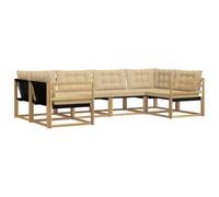 vidaXL Set di divani da esterno con cuscino 6 pcs Bianco e Beige, Divano da Giardino, Set Sezionale Moderno, Mobili da Terrazza Resistenti, Comfort per il Patio