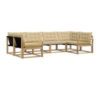 vidaXL Set di divani da esterno con cuscino 6 pcs Bianco e Beige, Divano da Giardino, Set Sezionale Moderno, Mobili da Terrazza Resistenti, Comfort per il Patio
