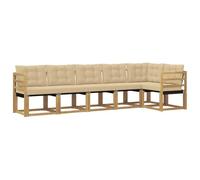 vidaXL Set di divani da esterno con cuscino 6 pcs Bianco e Beige, Giardino, Set Lounge in Rattan, Divano Sezionale Robusto, Arredo per Esterni, Comfort Assicurato