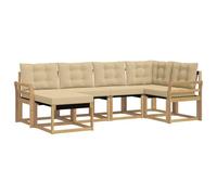 vidaXL Set di divani da esterno con cuscino 6 pcs Bianco e Beige, Set di divani moderni per esterni, mobili da giardino alla moda, collezione resistente per il patio