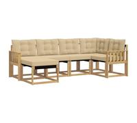 vidaXL Set di divani da esterno con cuscino 6 pcs Bianco e Beige, Set di divani moderni per esterni, mobili da giardino alla moda, collezione resistente per il patio