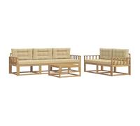 vidaXL Set di divani da esterno con cuscino 6 pcs Bianco e Beige, Set di mobili da giardino moderno, collezione divani all'aperto, lounge in giardino, postazione in piscina